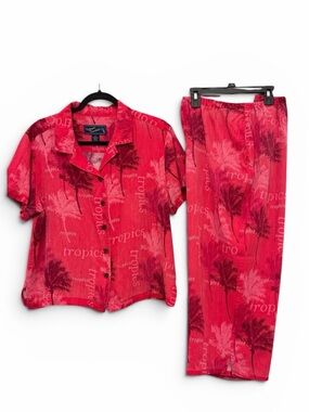 Island Traders Tropical Lounge Set | Button-Up Top + Pants | Vacation Vibes 🌺XL